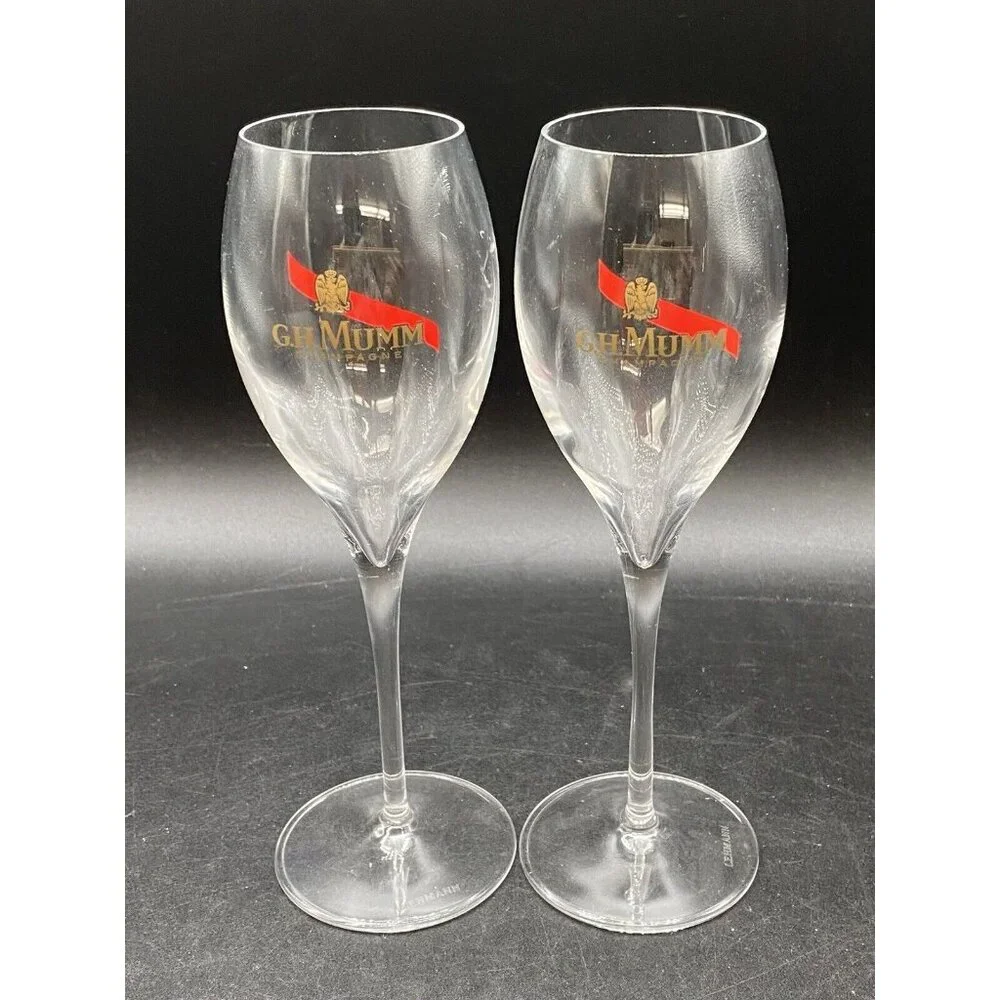 Lehmann G.H. Mumm Champagne Glasses Flutes Lot of 2 Vintage READ